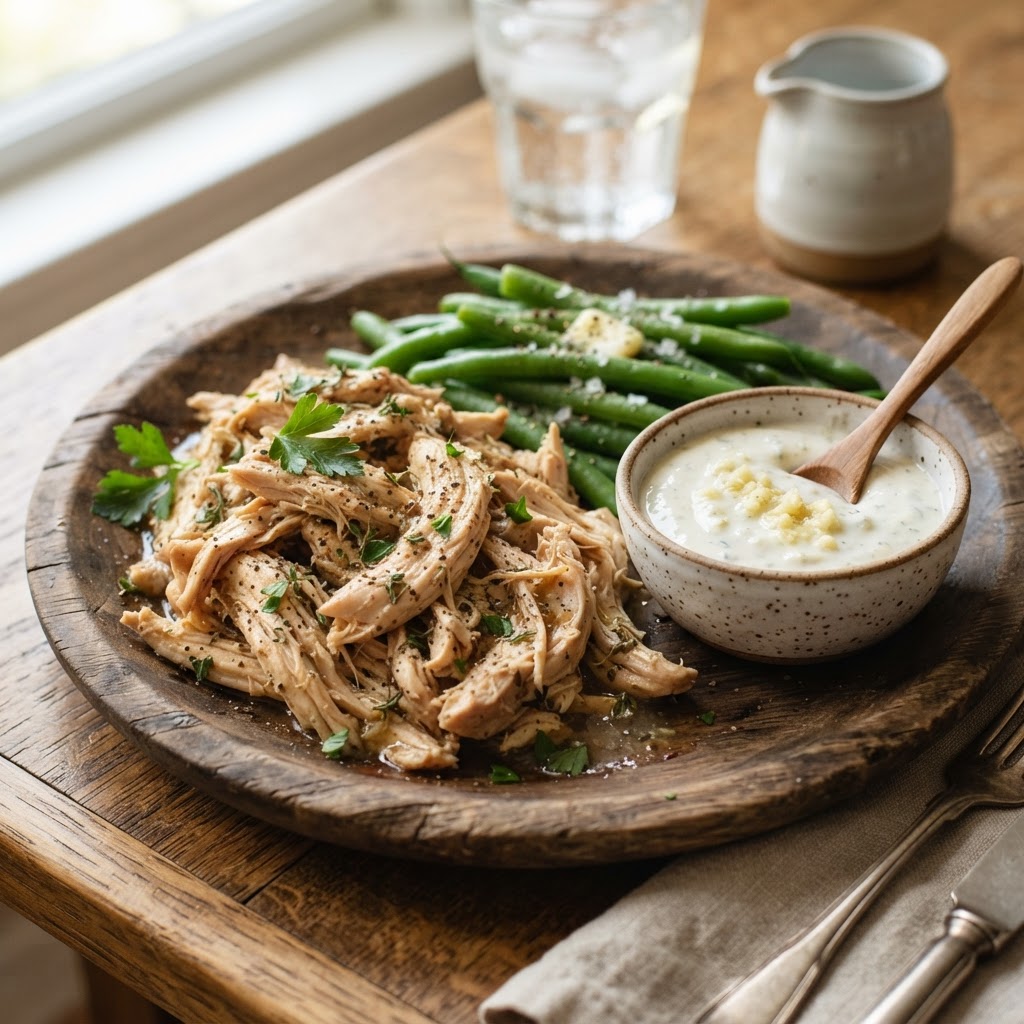 Juicy and tender chicken breast served with fresh, healthy sides.