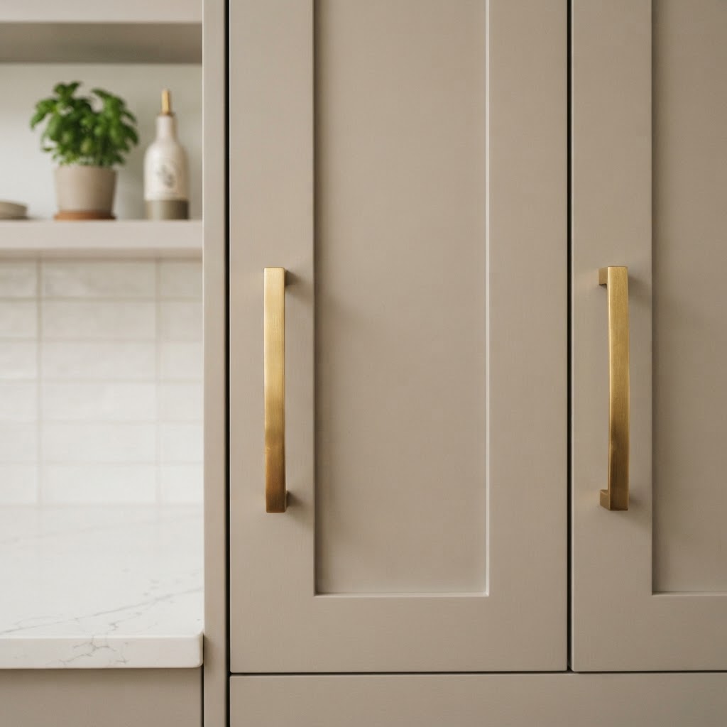 Swapping standard cabinet knobs for high-quality metal hardware is an easy, reversible rental upgrade.