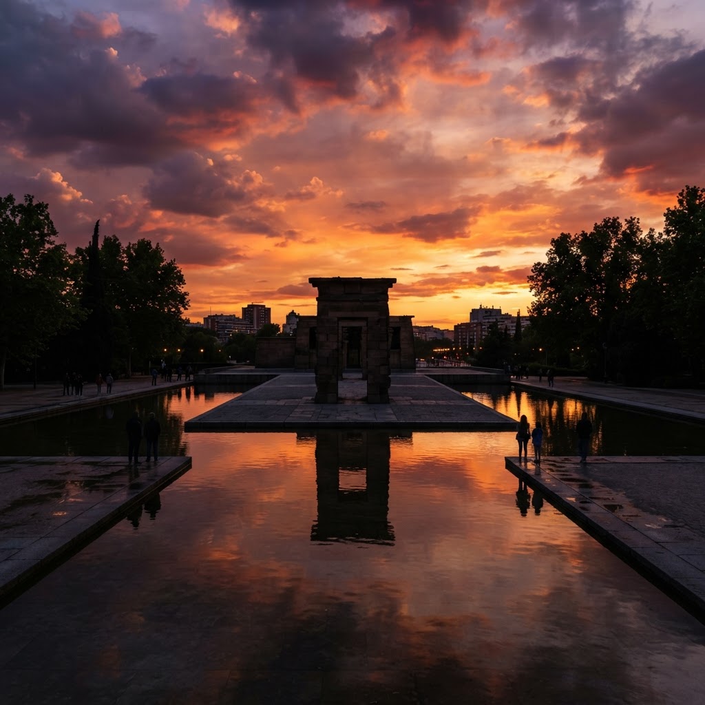 Madrid at Golden Hour: Experience the City's Pure Energy 4 The Temple of Debod provides a tranquil escape with breathtaking sunset views.