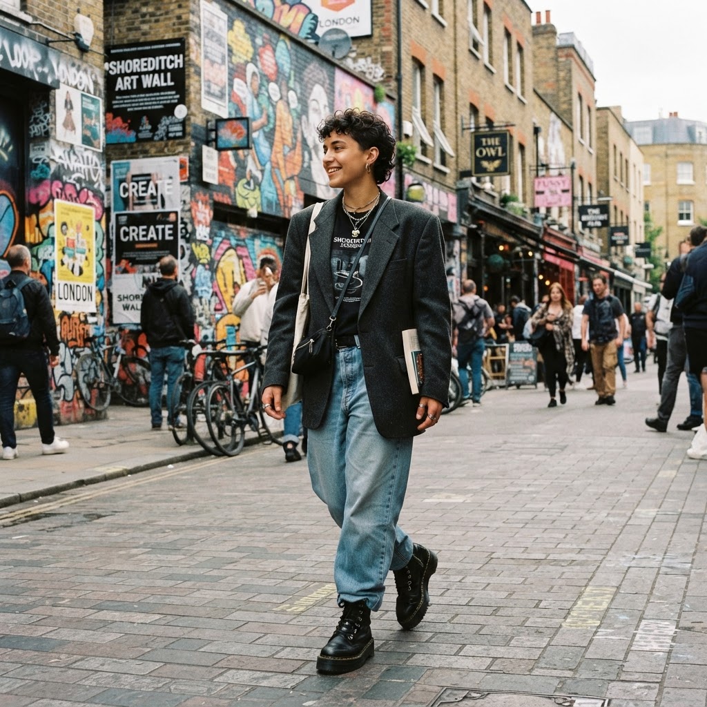 Exploring the creative street art and vintage vibes in Shoreditch.