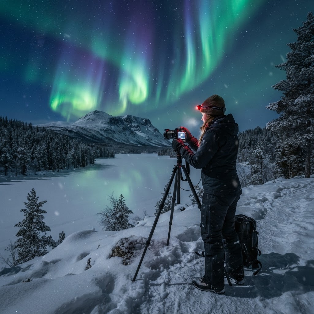 Capturing the perfect shot requires a tripod and patience during your arctic adventure.