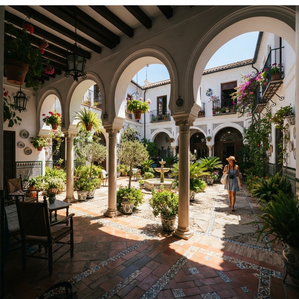 Top 10 Andalusian Patios You Have to See in Spain 7 The airy, open design of a classic Andalusian patio is perfect for cooling down in the summer.