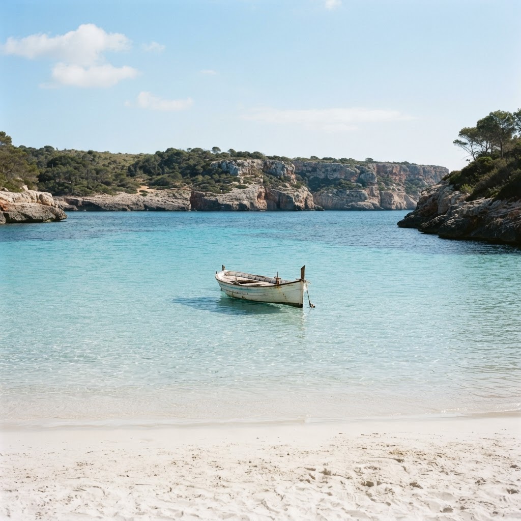 A peaceful morning on a pristine Mallorca beach.
