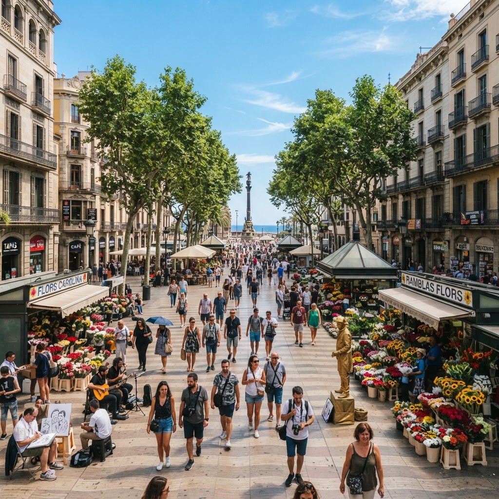 Barcelona Streets That Look Like a Movie Set 3 The iconic and bustling atmosphere of La Rambla.