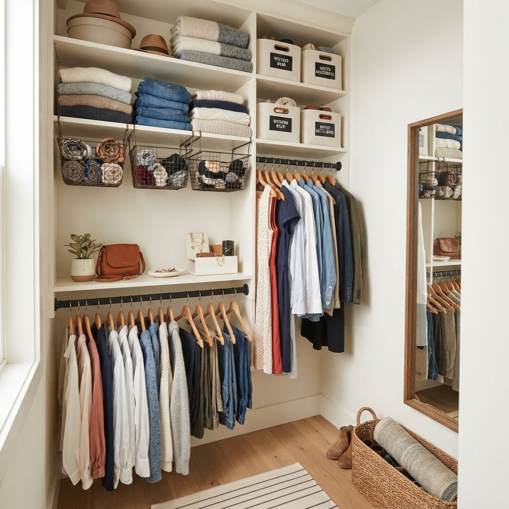 Under-shelf baskets utilize dead air space for better organization.
