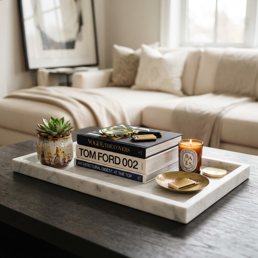 Trays are an essential tool for keeping surfaces organized and looking high-end.