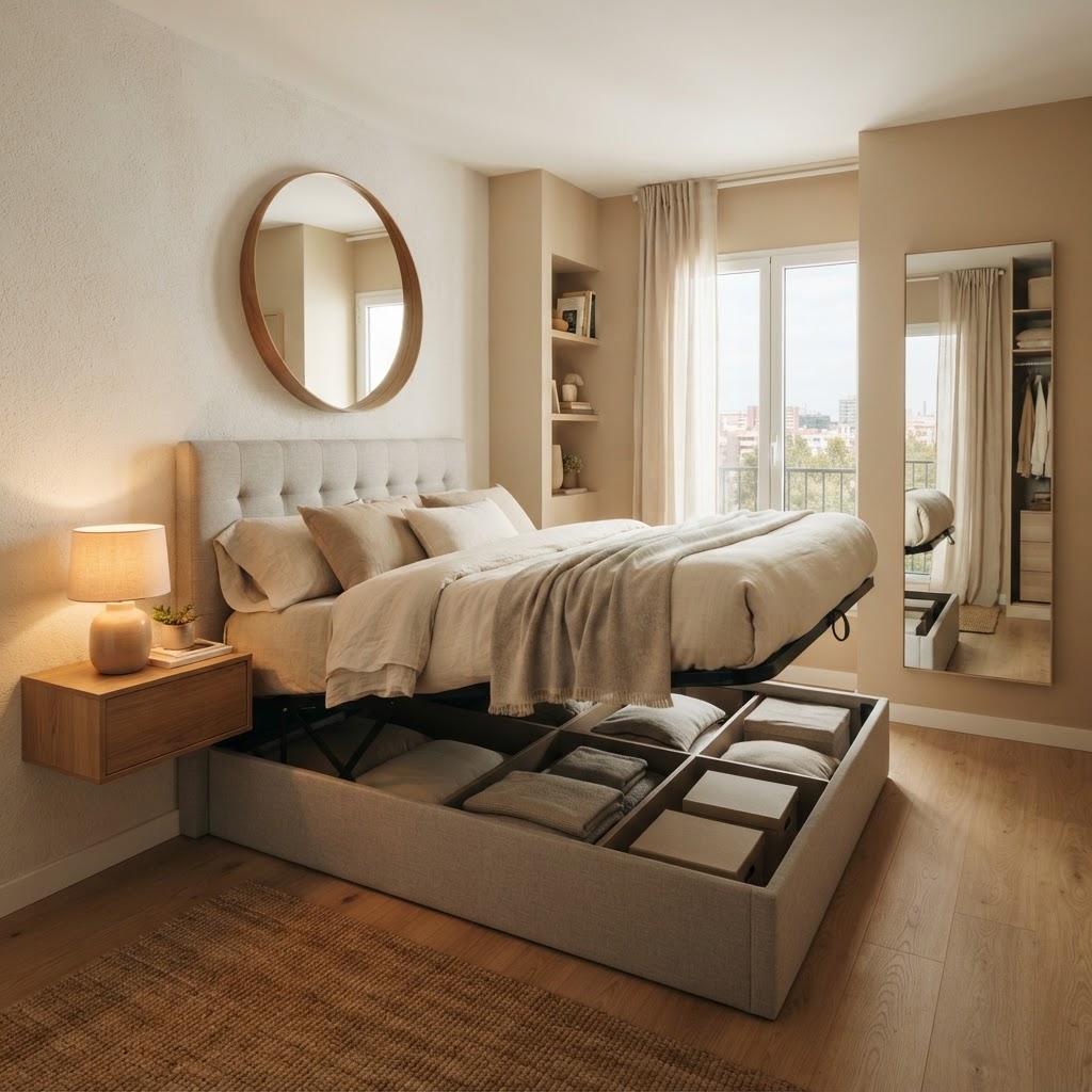 The power of mirrors in expanding a tiny bedroom.