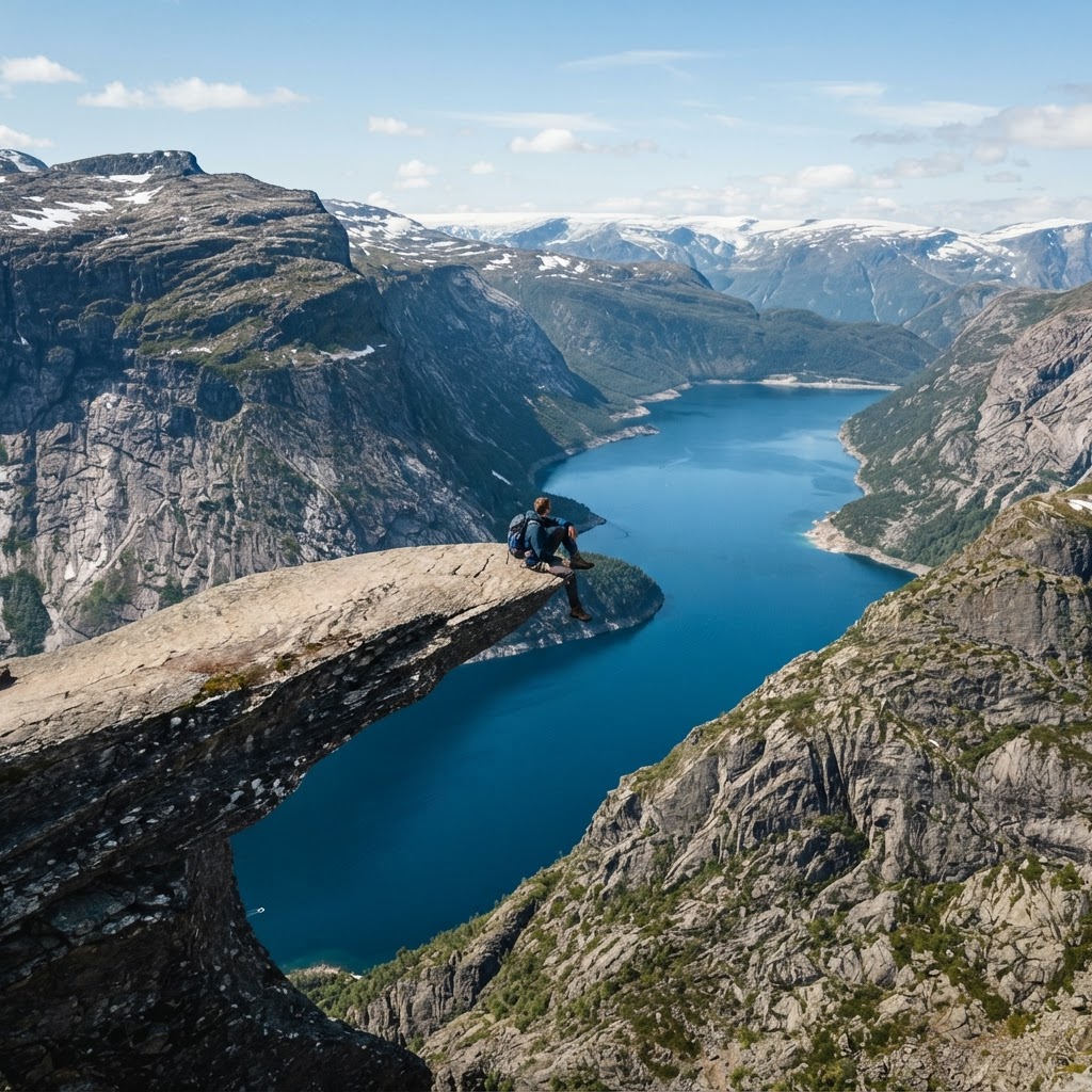 Standing on the edge of the world at Trolltunga.