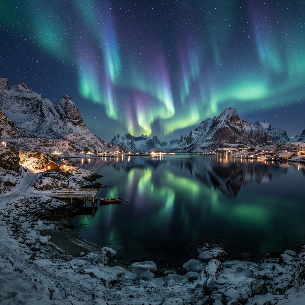 Chasing the Aurora in Tromsø: A Complete Guide 5 Aurora reflections on the dark, icy Norwegian fjords.