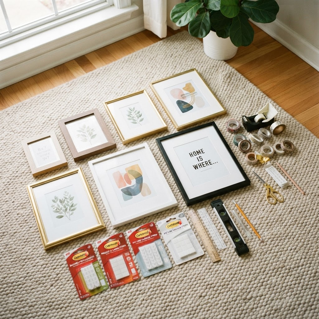 Gather your supplies and plan your layout on the floor first.