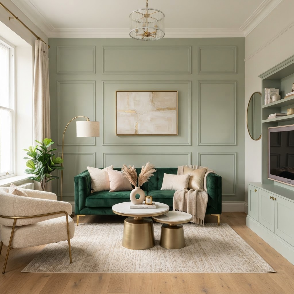 Lightweight trim adds architectural depth to this living space.