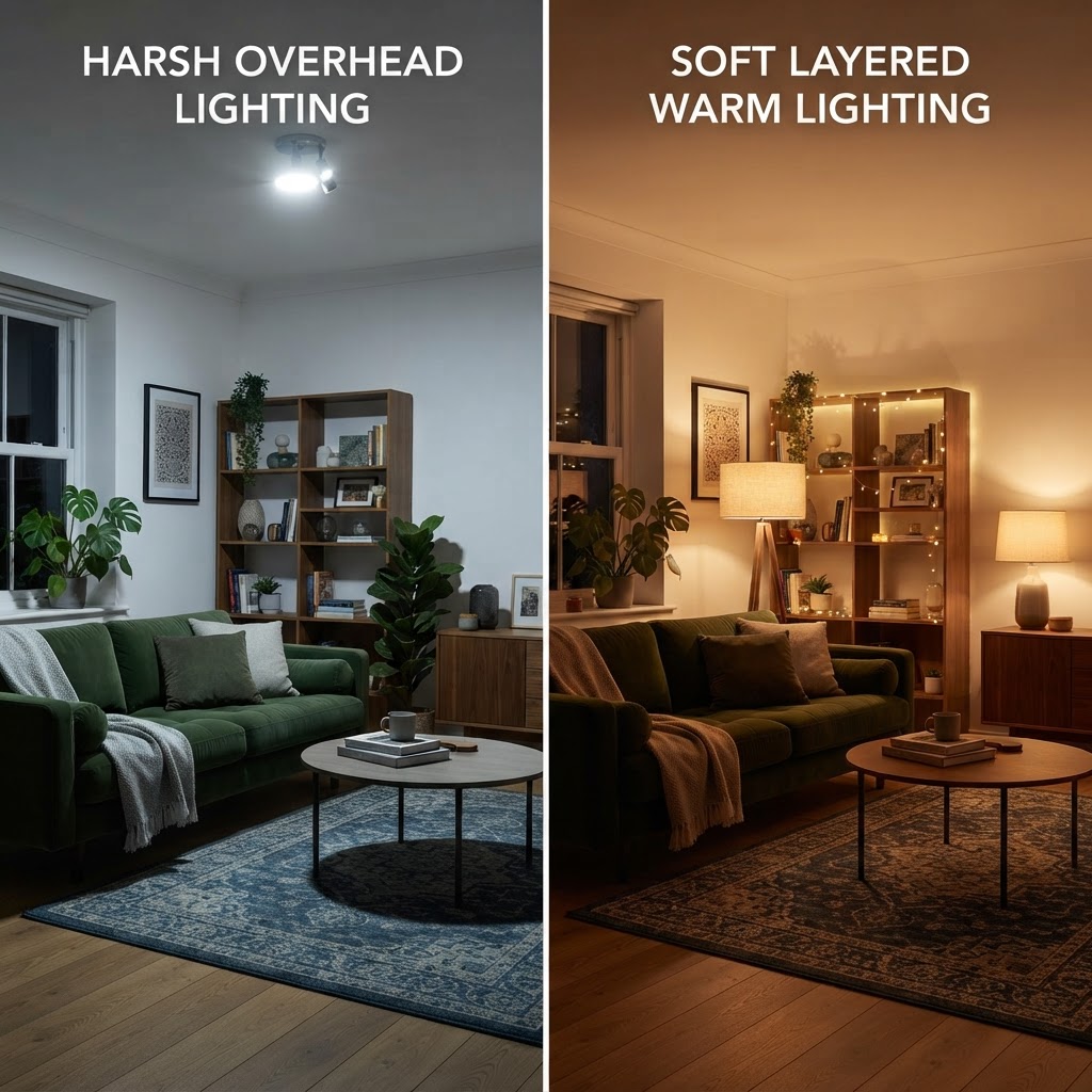 The difference that warm, layered lighting makes in a room's atmosphere is undeniable.