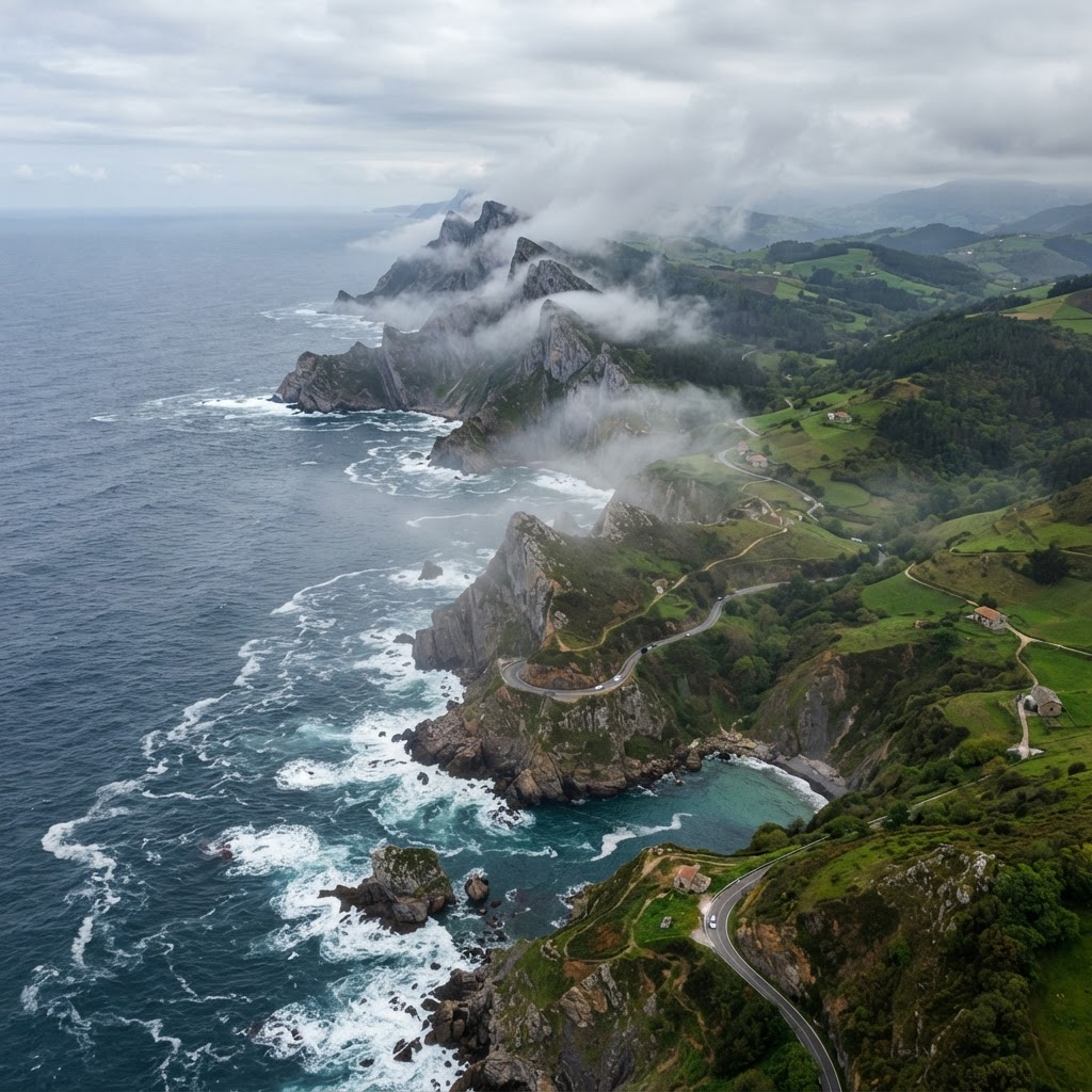 The rugged and green coastline of Asturias offers dramatic beauty.