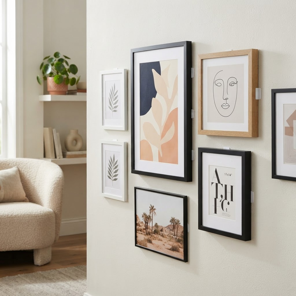 Use command strips for a damage-free gallery wall.