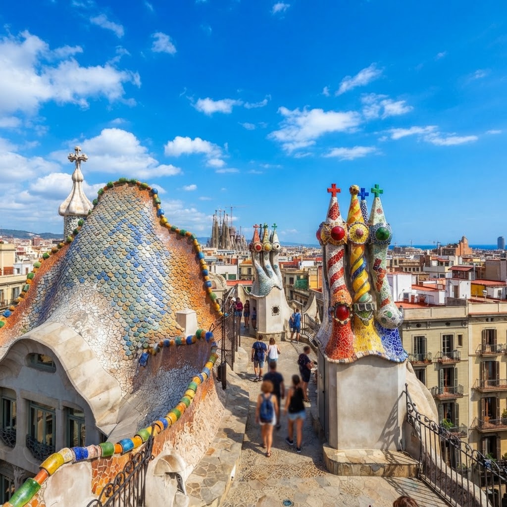 The whimsical rooftop terrace, inspired by the legend of Saint George and the Dragon.