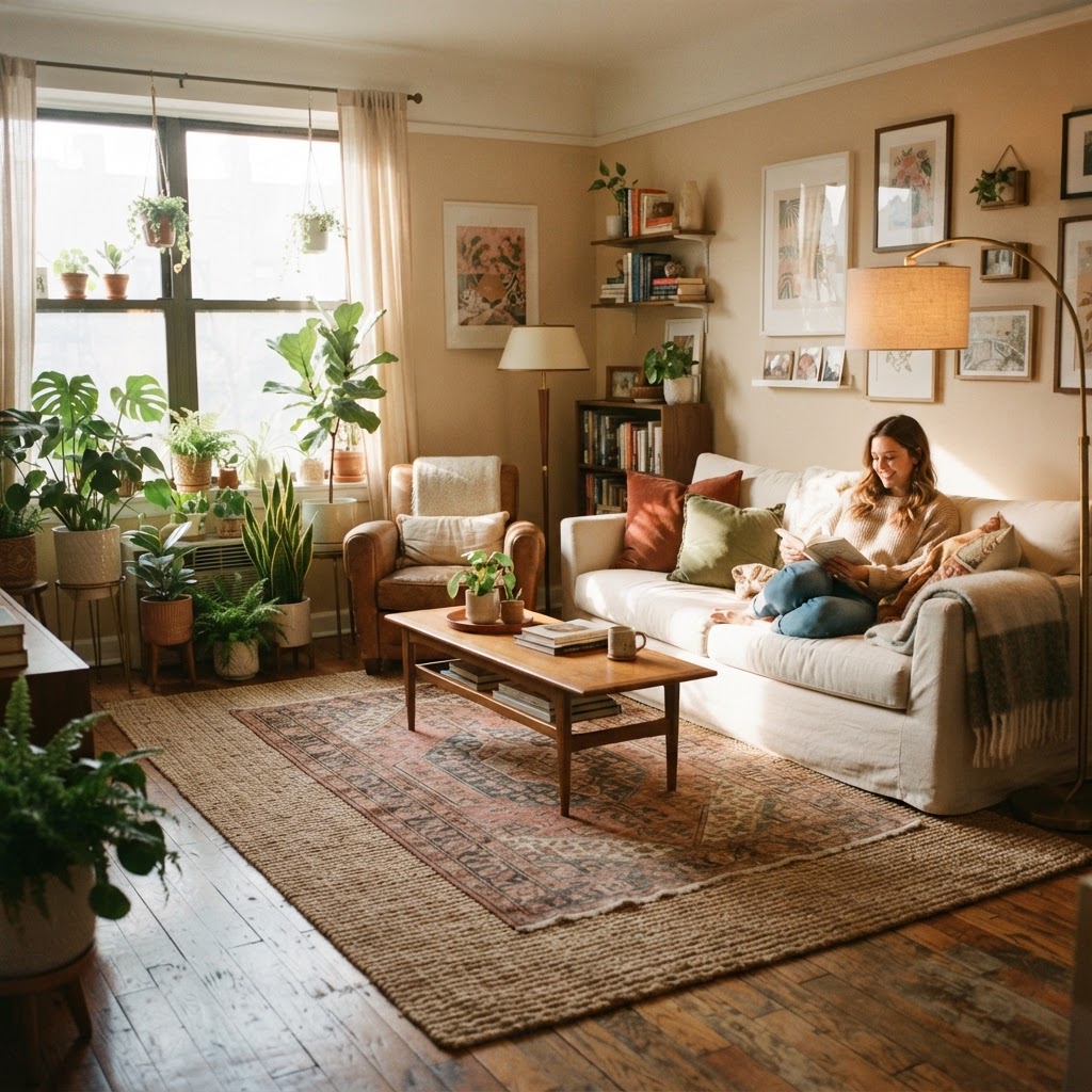 Layering textures and warm lighting is the secret to a cozy home.