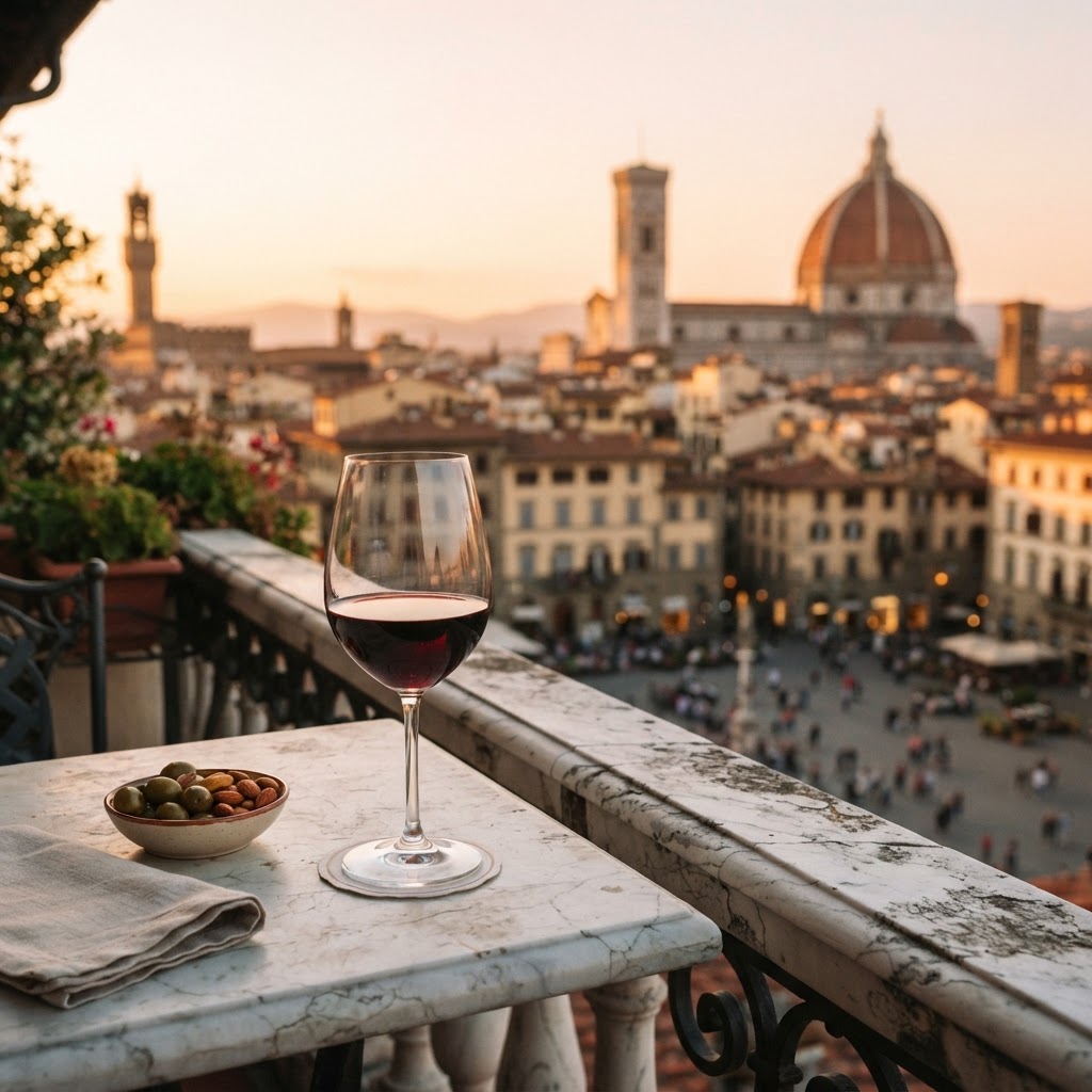 Savoring the perfect golden hour moment with local wine.