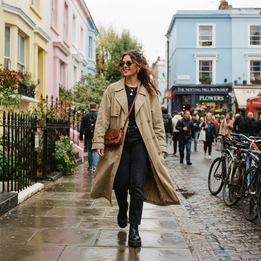 Pastel homes provide the perfect backdrop for classic Notting Hill style.