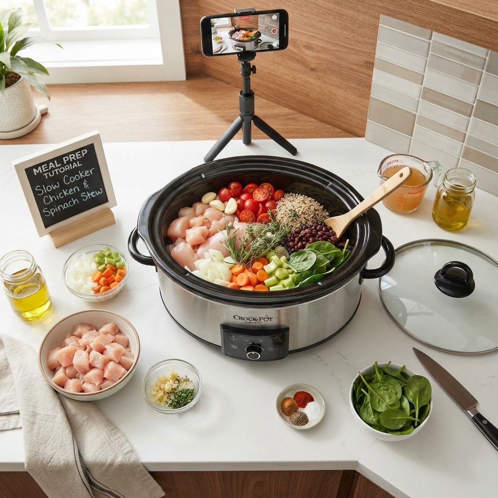 Preparation is key; gather your fresh ingredients for a successful slow cooker session.