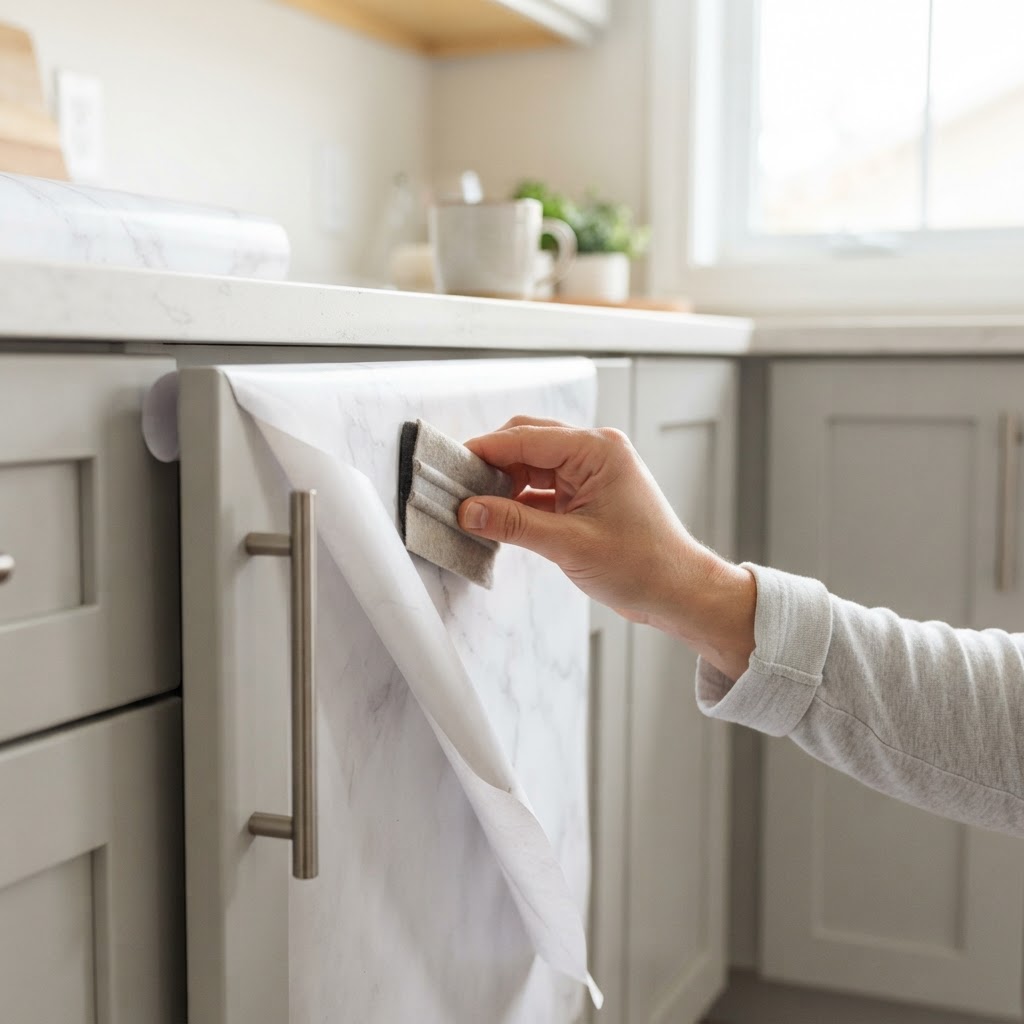 Give your cabinets an instant, budget-friendly makeover with contact paper.