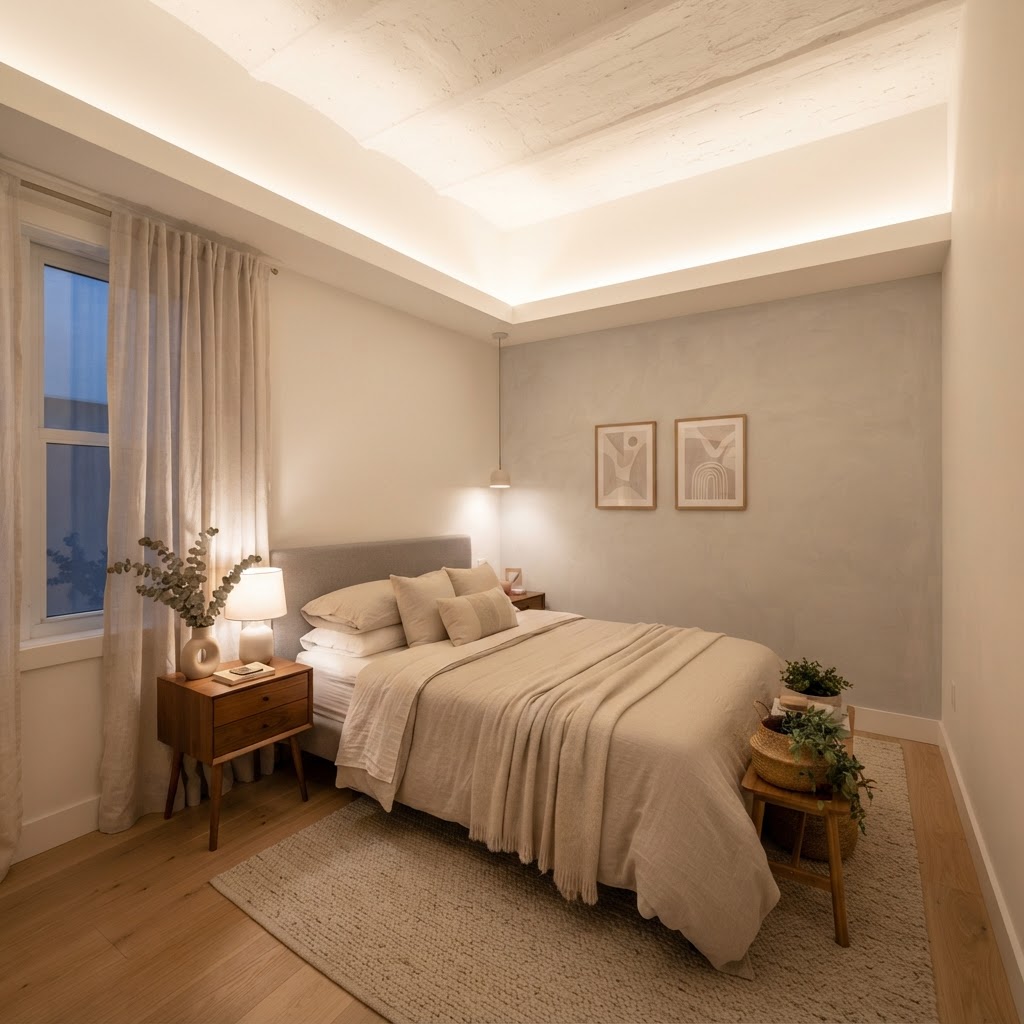 Uplighting creates the illusion of higher ceilings.