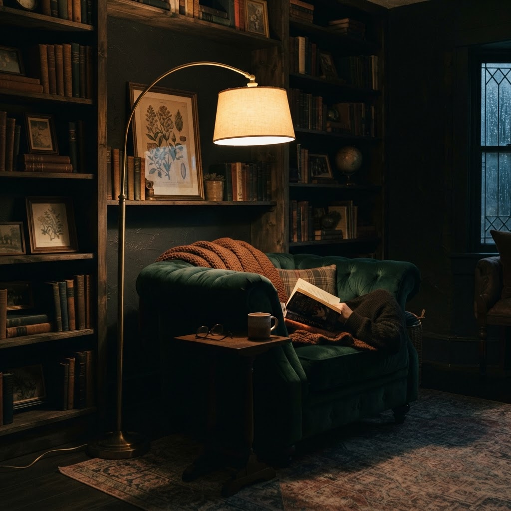 Golden light makes the perfect reading nook.