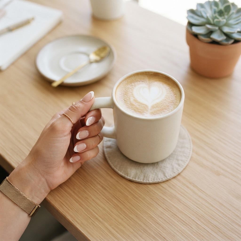 The perfect clean girl aesthetic with short, elegant French tips.