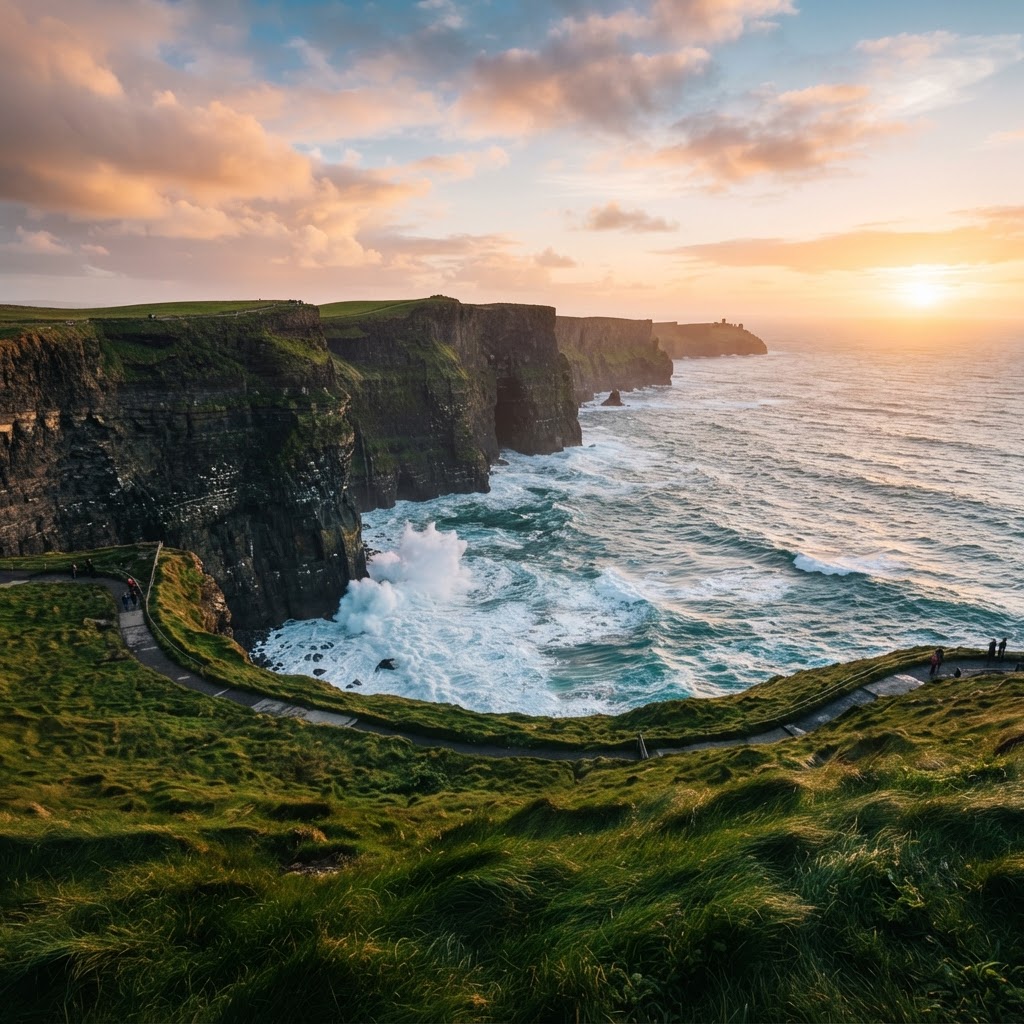 The majestic Cliffs of Moher along the Atlantic coast.