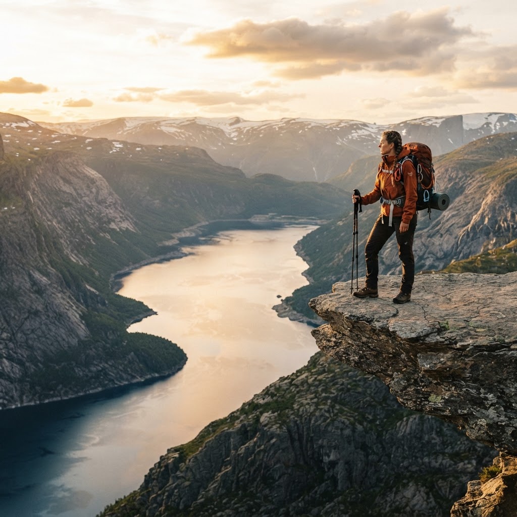 Reaching the iconic ledge after a long day of hiking.