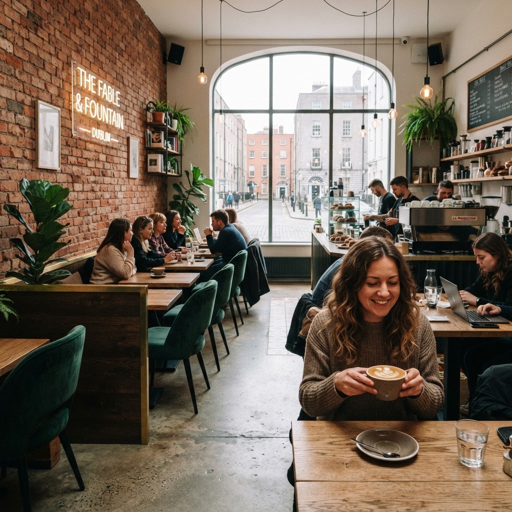 Inside one of the many cozy cafes that define the modern Dublin aesthetic.