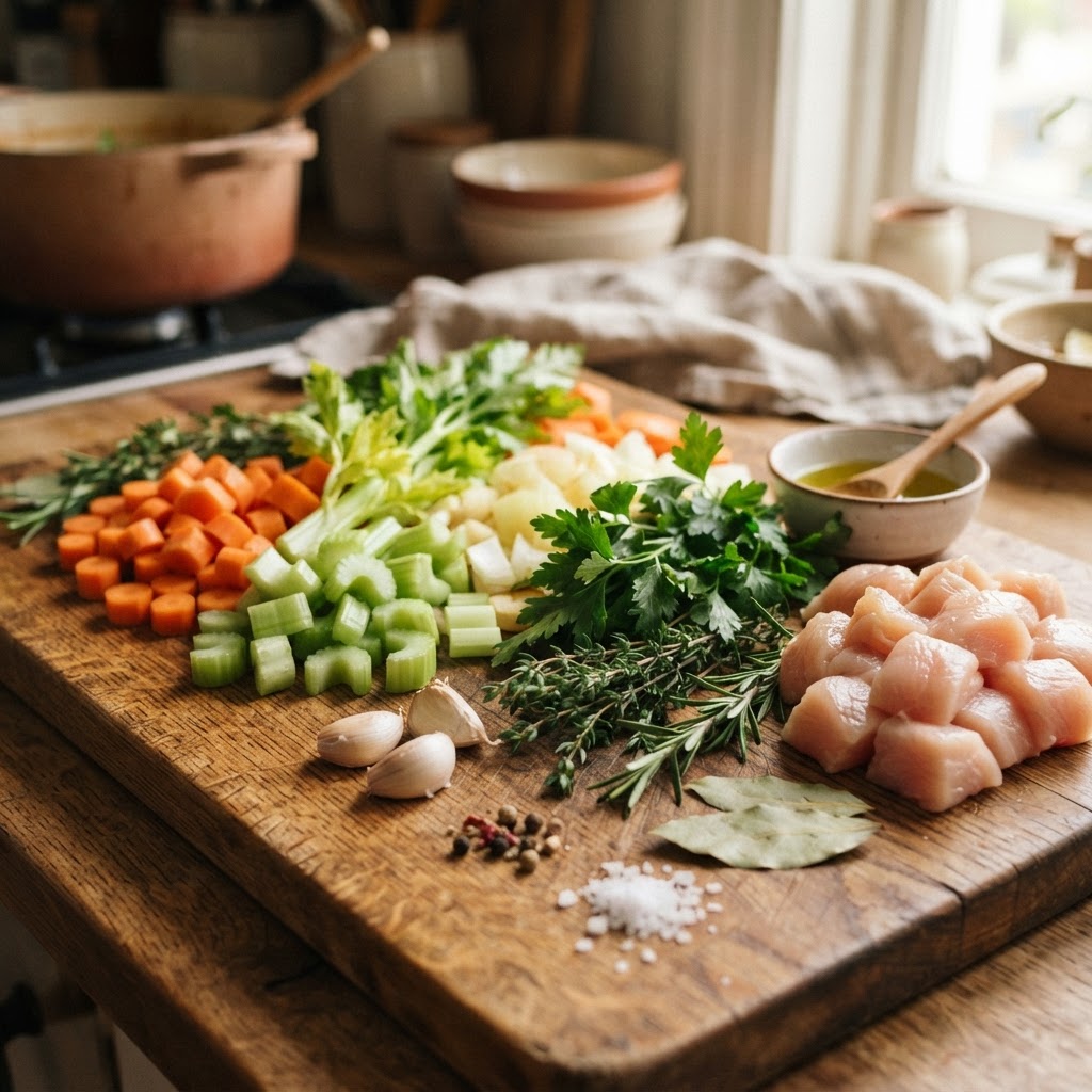 Fresh ingredients prepared for your slow cooker soup recipes.