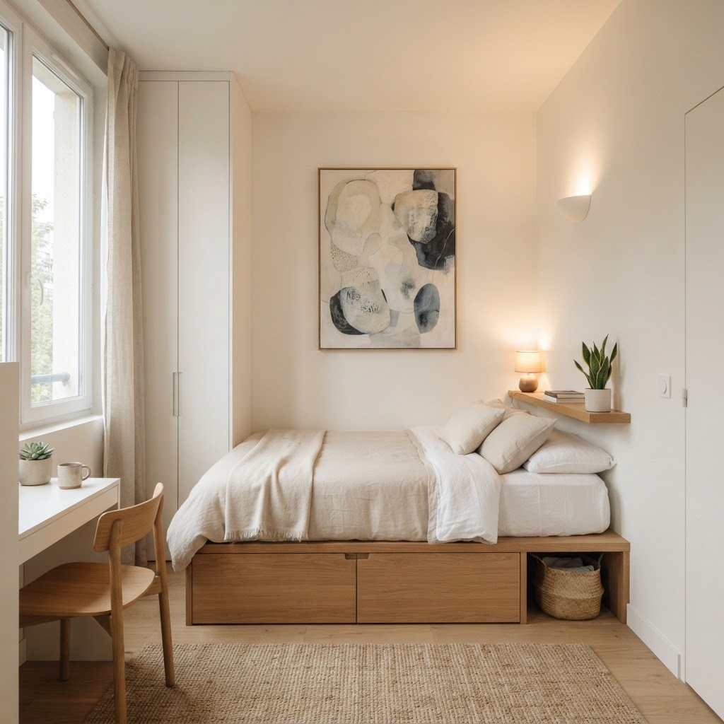 One large focal point can make a small room feel sophisticated and intentional.
