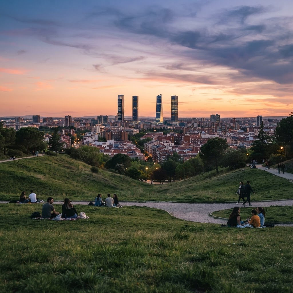 Panoramic views of Madrid from the local favorite Parque de las Siete Tetas.