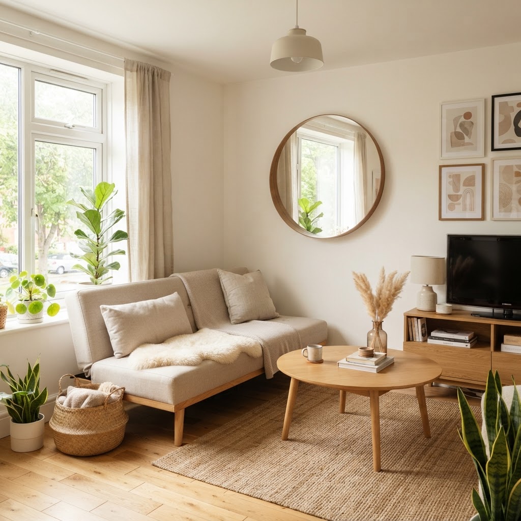 Using light colors and reflective surfaces helps a small space feel open.