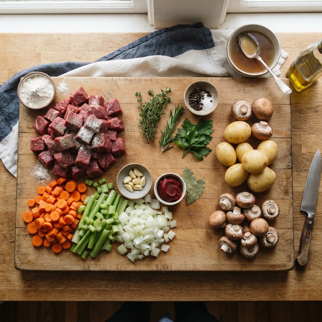 Fresh, colorful ingredients ready for the slow cooker.