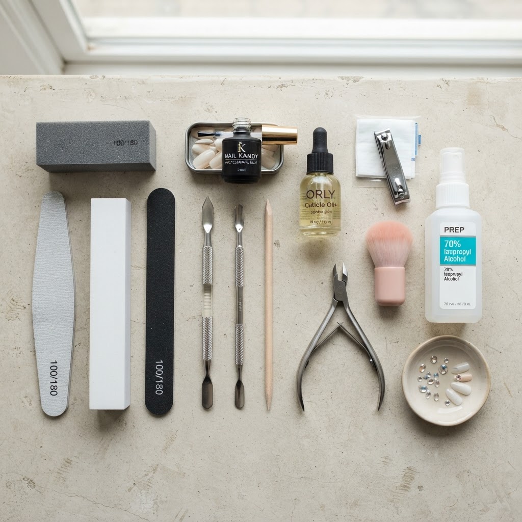 Gathering the right tools is essential for a salon-quality manicure.