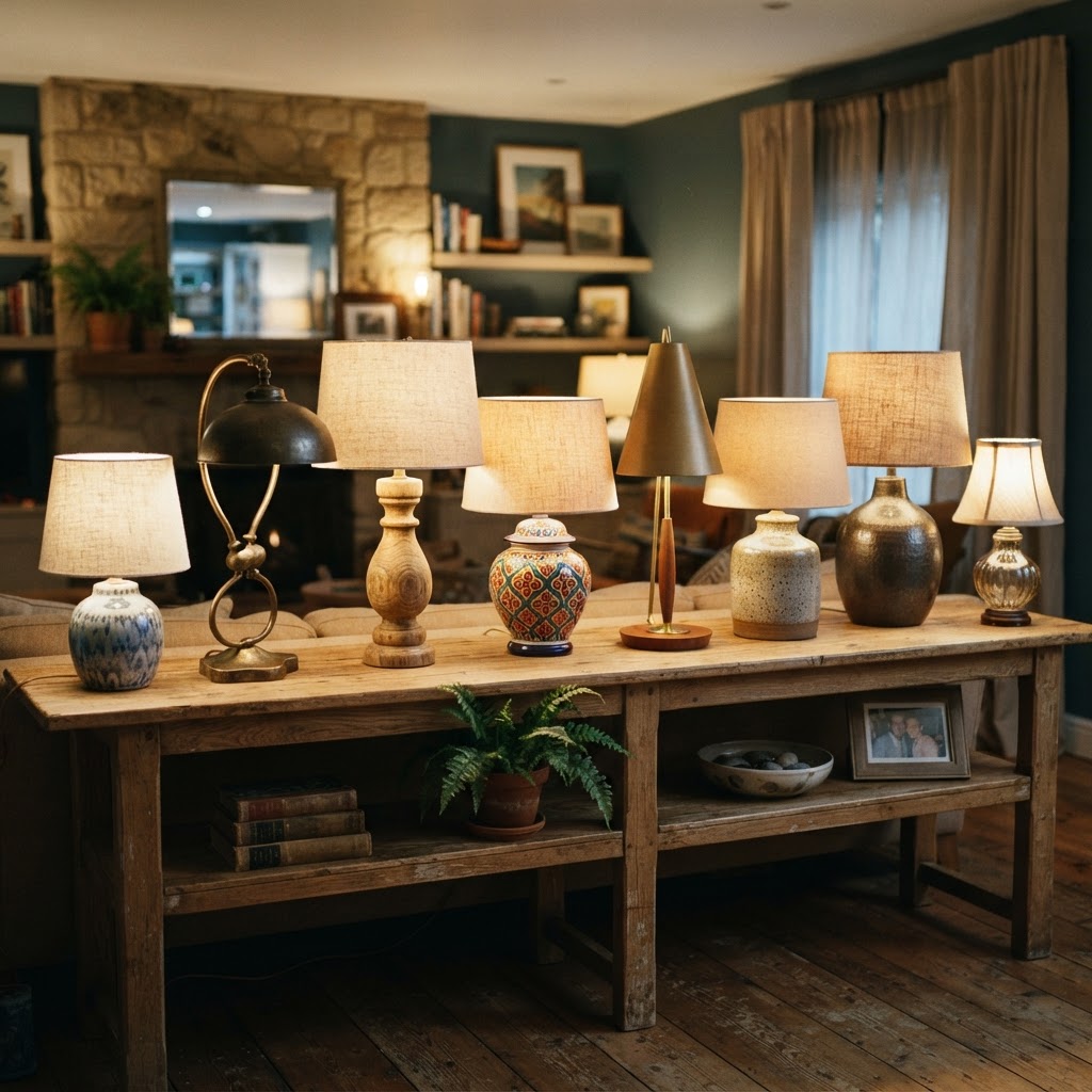 Mix and match lamp materials to perfect your eclectic interior design.