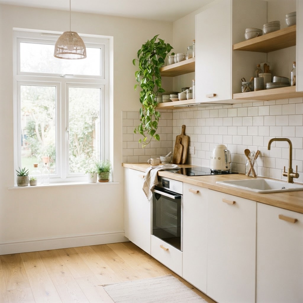 Bright and airy Scandinavian kitchen design.