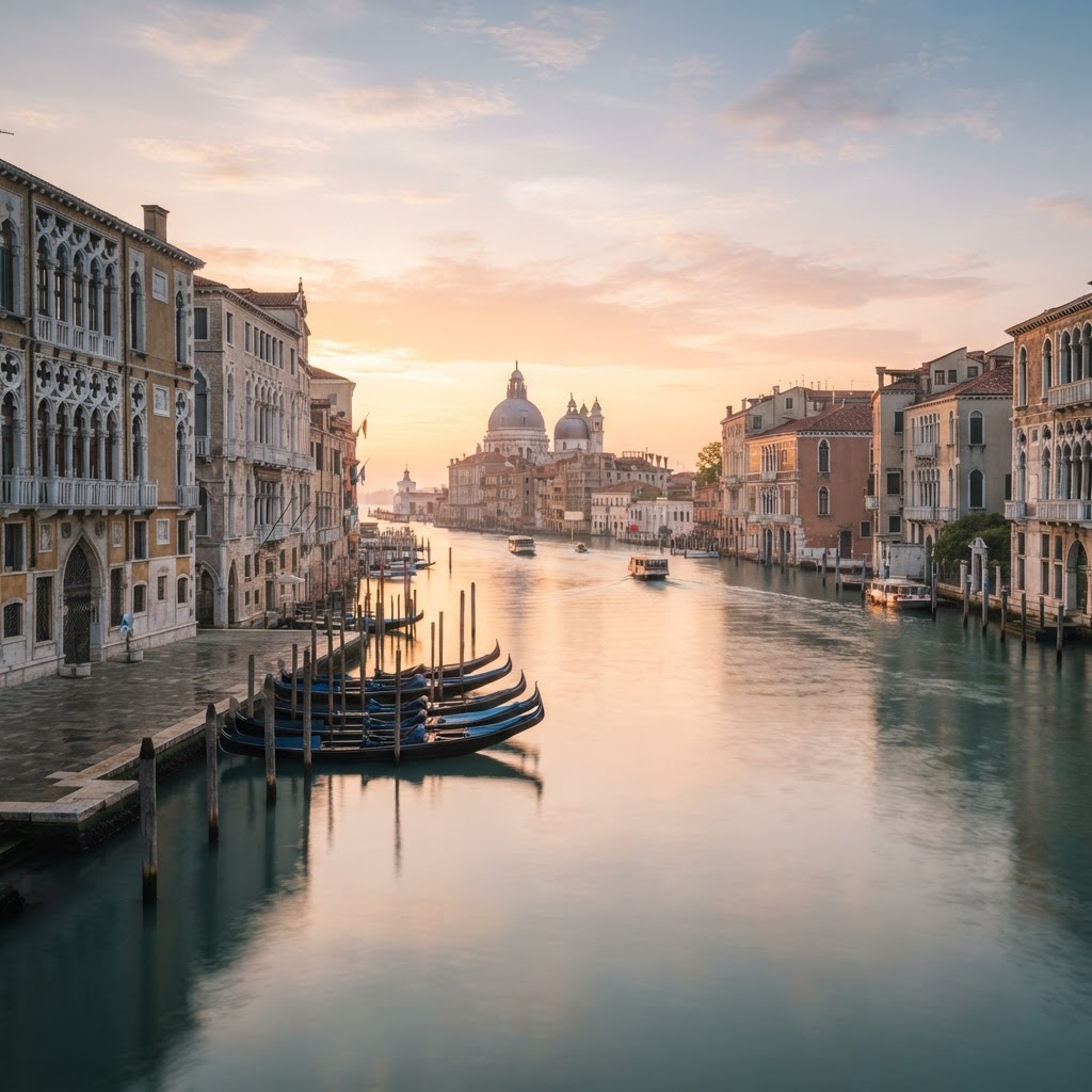 Venice in Soft Morning Light: A Photographer's Guide 2 The Grand Canal glows with golden morning light before the city wakes.