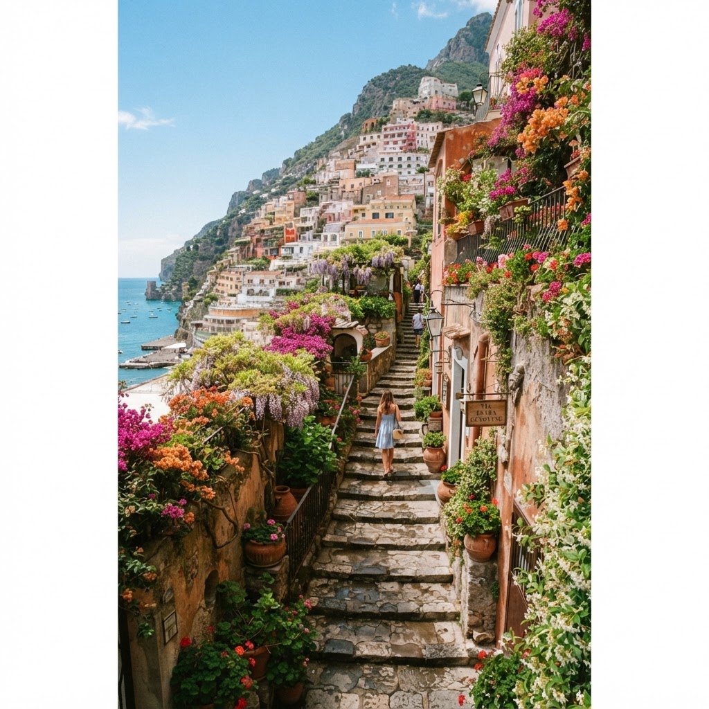 Exploring the higher streets reveals the quiet, vertical charm of Positano.
