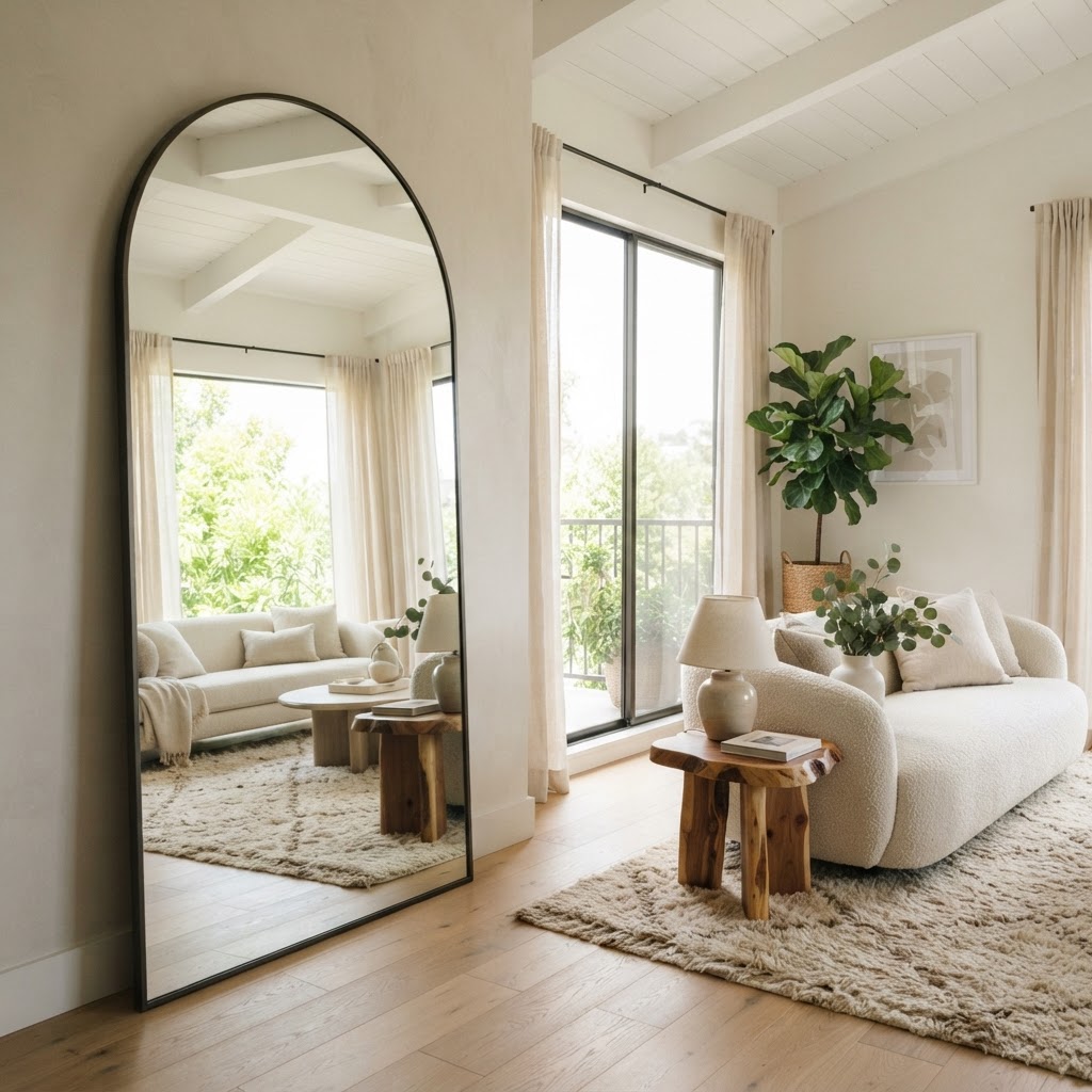 Large mirrors help expand the feeling of small rooms by reflecting natural light.