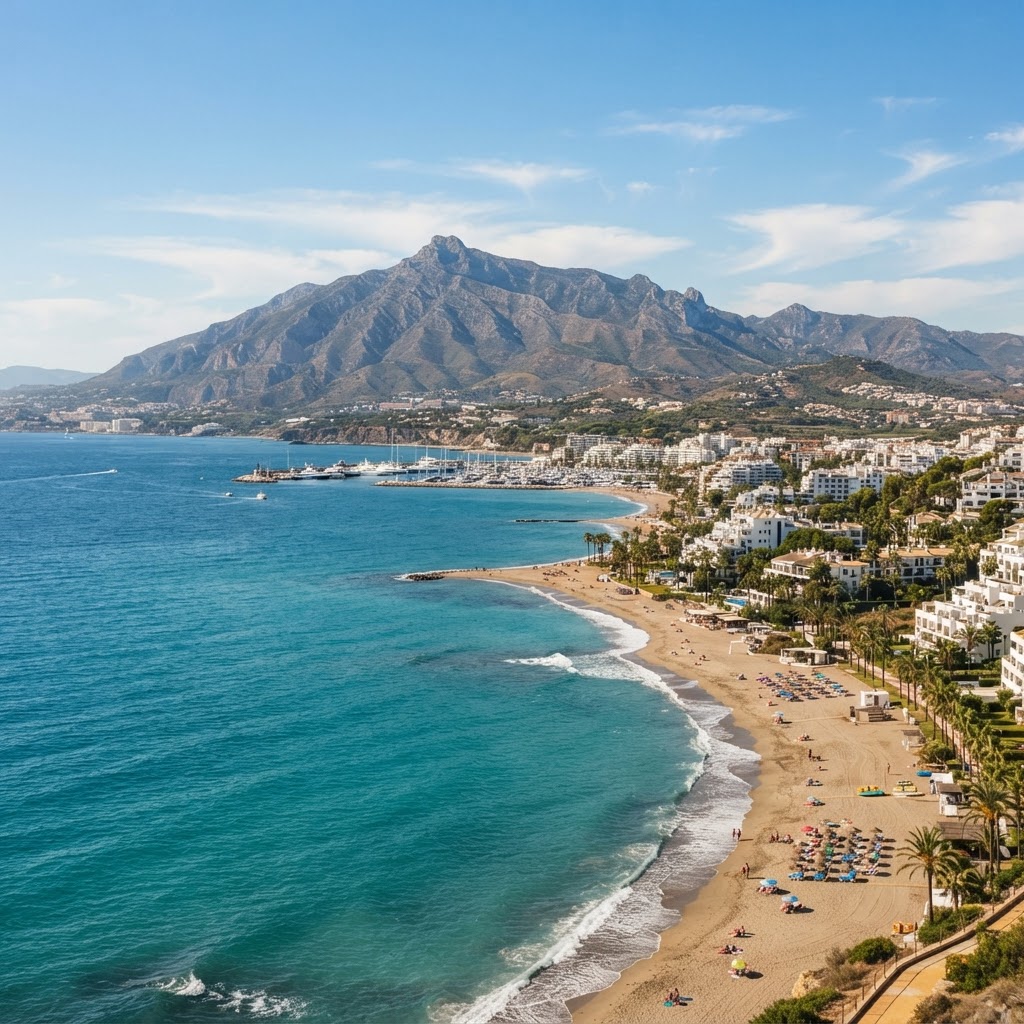 The stunning Mediterranean coastline of Marbella, Málaga.