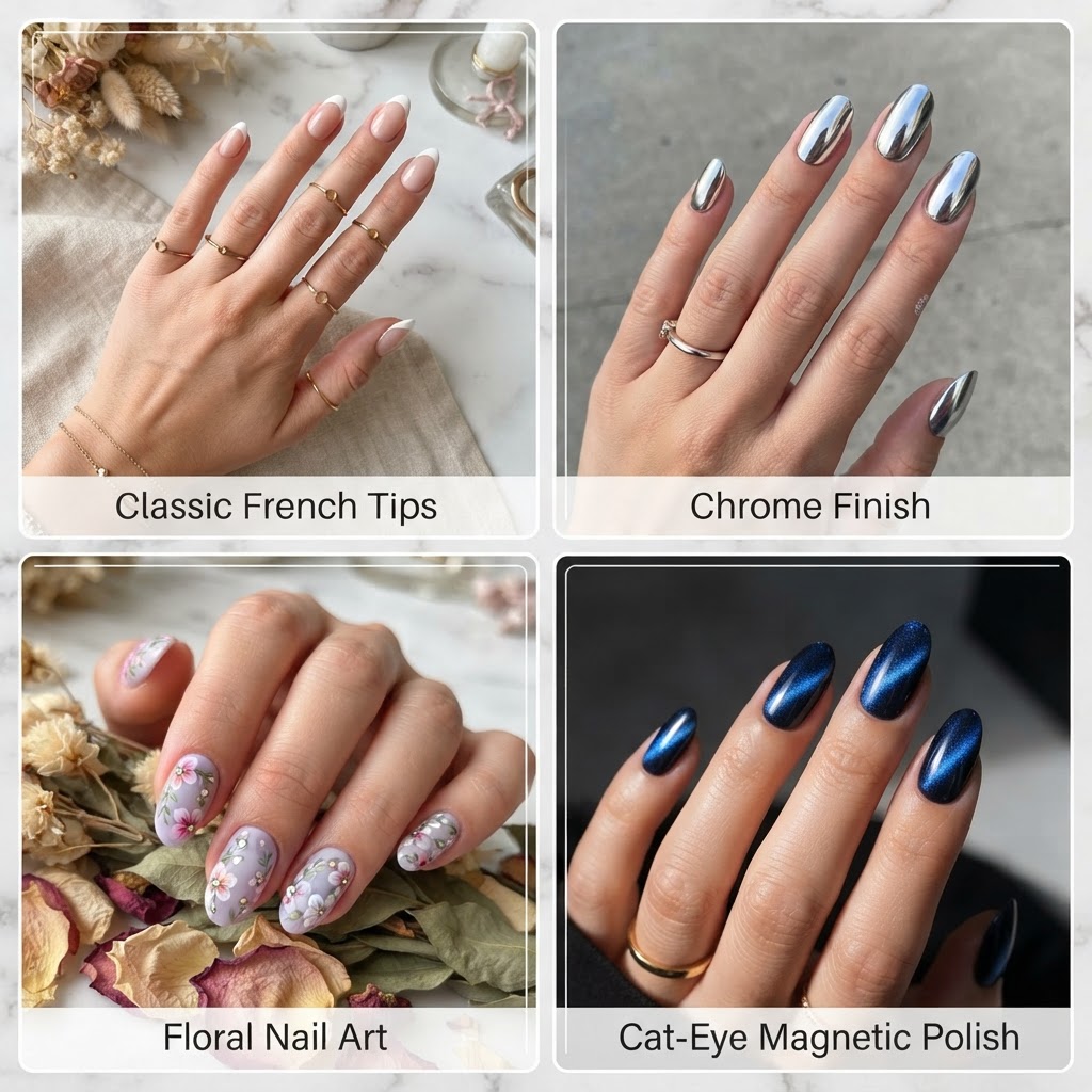 Explore diverse designs from minimalist to intricate nail art.