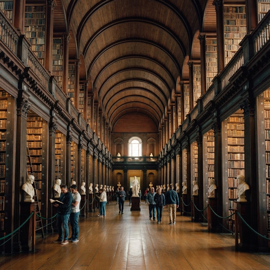 The historic Long Room at Trinity College.