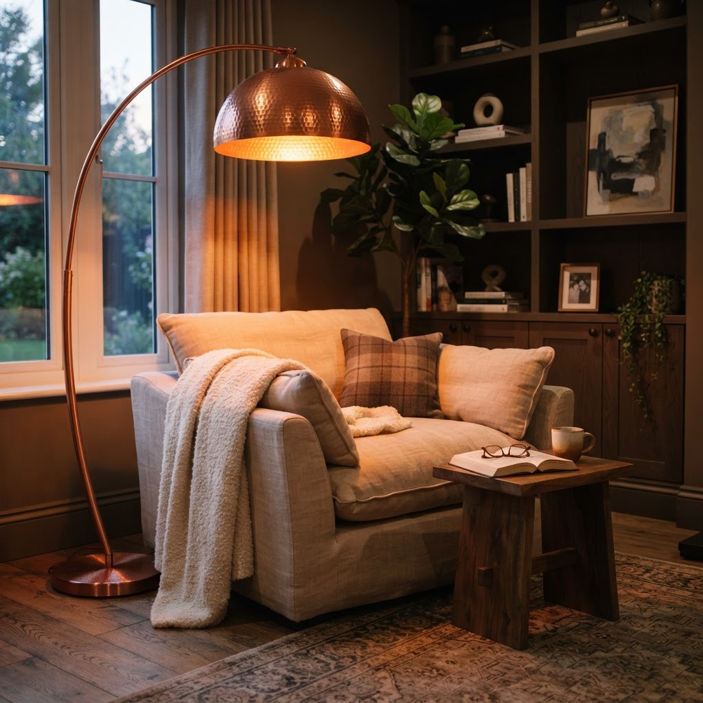 Strategic lighting is the key to creating a cozy, warm atmosphere.