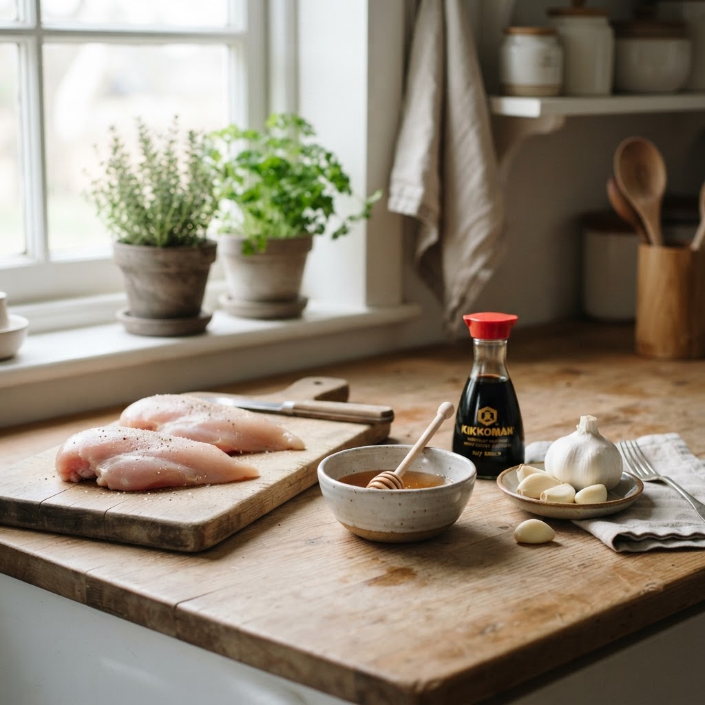 Simple ingredients laid out for your slow cooker prep.