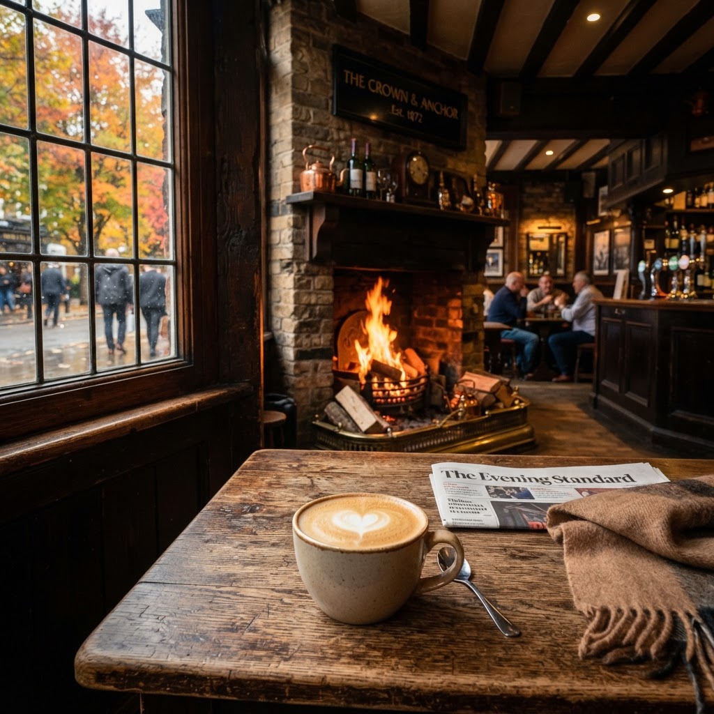 The ultimate cozy London pub aesthetic.