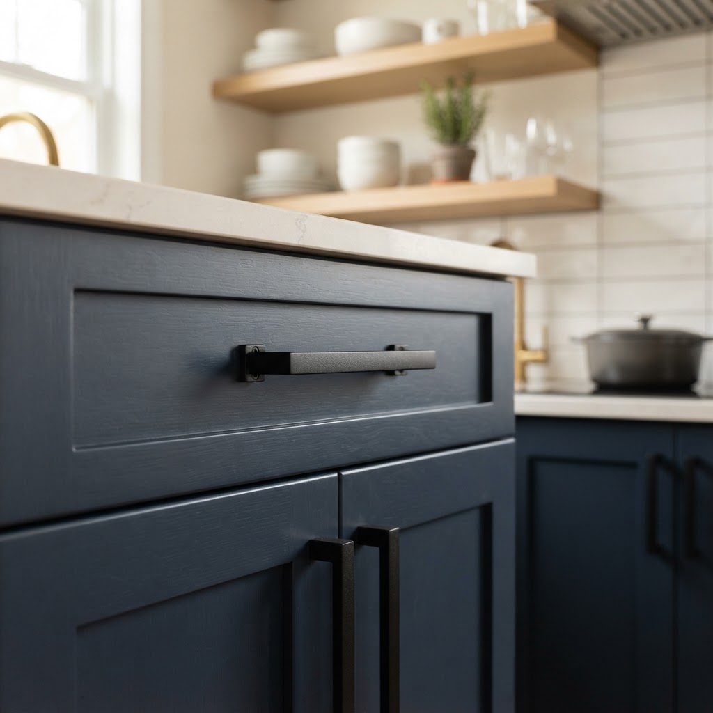 Swapping cabinet hardware is a quick, damage-free way to upgrade a kitchen.