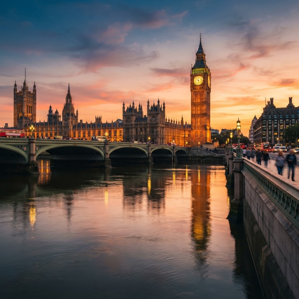 London in 48 Hours: The Perfect First-Timer Itinerary 2 Big Ben and the Houses of Parliament glow during sunset.