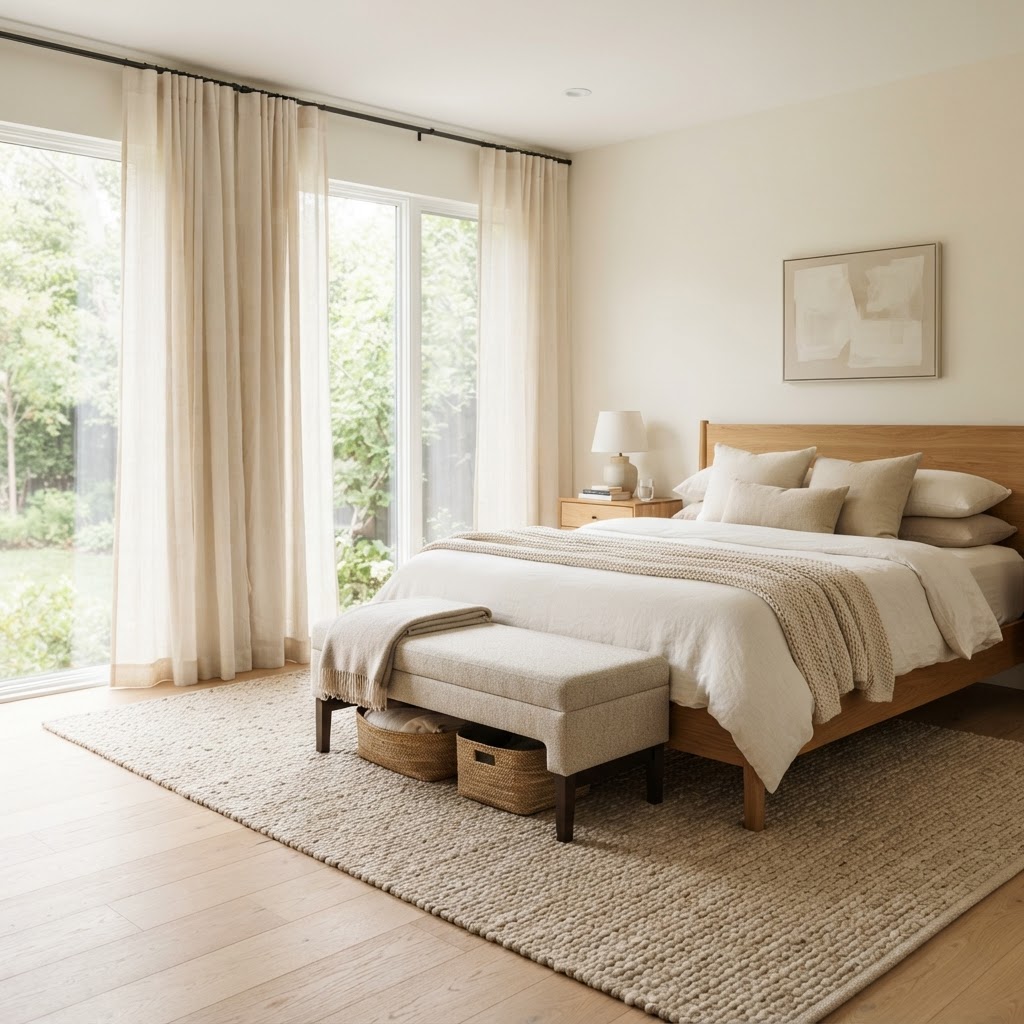 Use tension rods and curtains to elevate your window space.